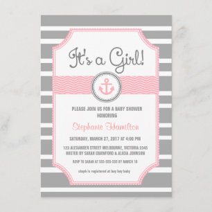 Ship anchor nautical baby boy shower invitation