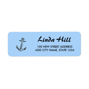 Ship anchor on blue label