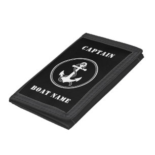 Ship Anchor & Rope with Your Name or Boat Name Tri-fold Wallet