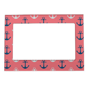 Ship Anchors on Rose Magnetic Picture Frame