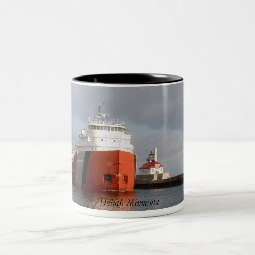 Ship and Lighthouse Duluth Minnesota Two_Tone Coffee Mug