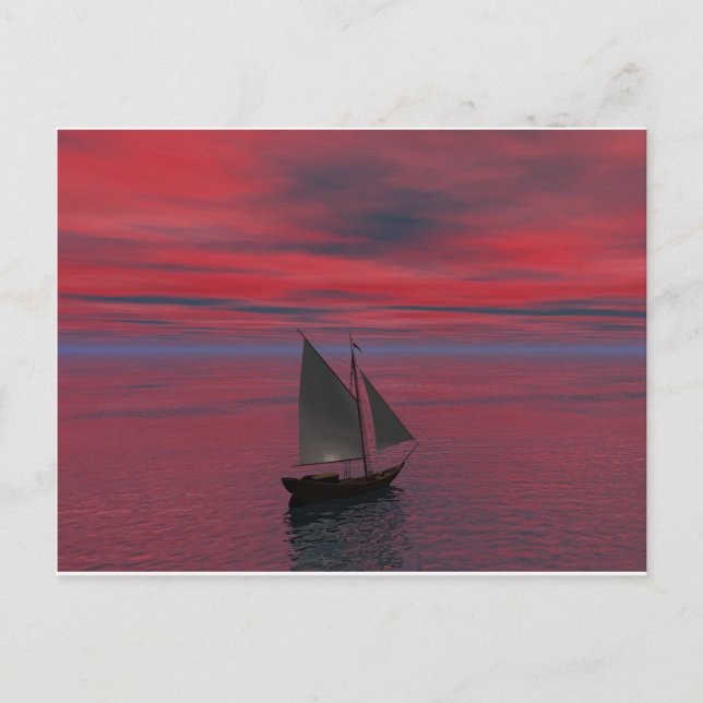 Ship and Sunset Postcard (Front)