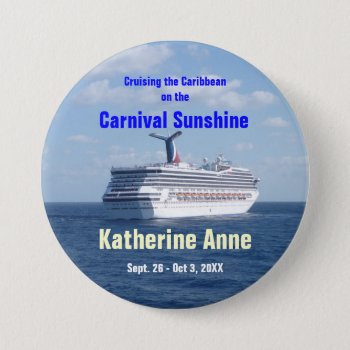Ship At Sea Cruise Name Badge Pinback Button by CruiseReady at Zazzle