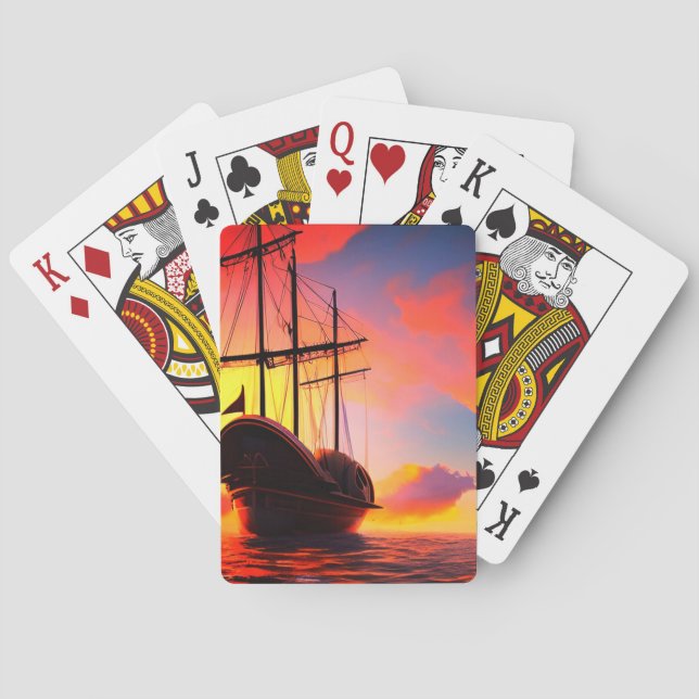 Ship at Sunset Poker Cards (Back)