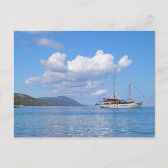 Ship at the Coast of Hvar, Croatia Postcard (Front)