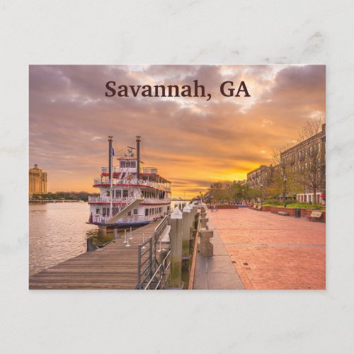 Ship at the Dock Near Downtown Savannah GA  Postcard