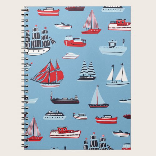 ship boat travel vintage pattern notebook