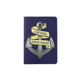 Ship Captain Anchor Sailor Nautical | Custom Name Passport Holder