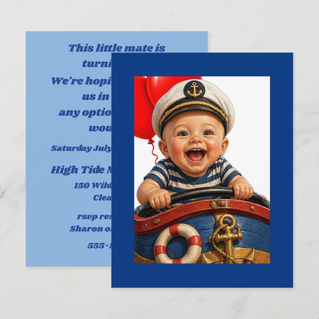 Ship Captain Digital Download Shower Invite (Front/Back)