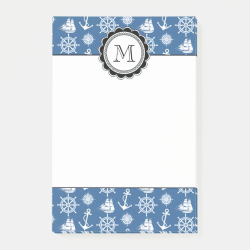 Ship Captain Nautical Blue and White Sailor Post_it Notes