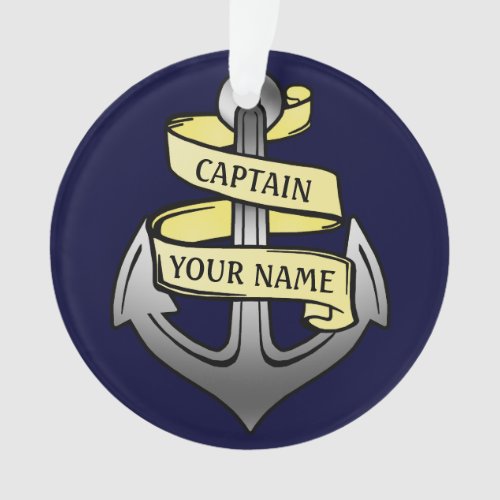 Ship Captain Your Name Anchor Customizable Ornament