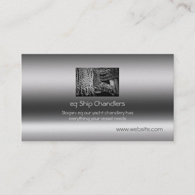 Ship Chandlers, Anchor Chain, metallic-effect Business Card (Front)