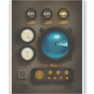 Ship Control Panel Sonar System 3:4 Steampunk Sticker