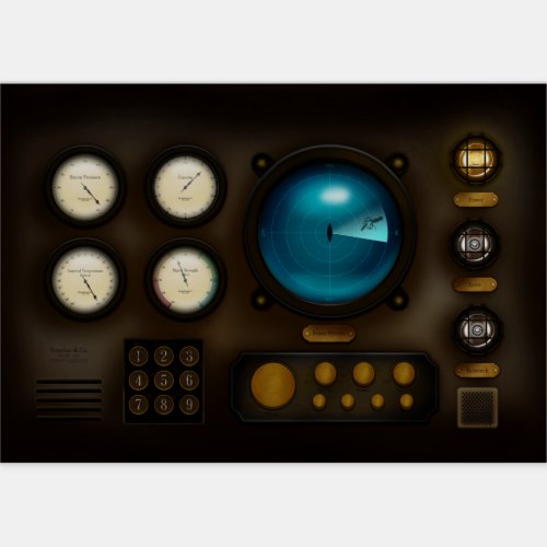 Ship Control Panel Sonar System Retro Steampunk Sticker