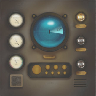 Ship Control Panel Sonar System Square Steampunk Sticker