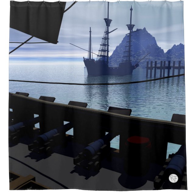 Ship Deck Shower Curtain (Front)
