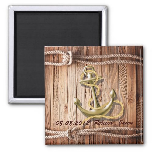ship dock wood beach anchor nautical save the date magnet