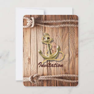ship dock wood beach anchor nautical wedding invitation