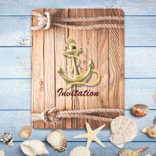 ship dock wood beach anchor nautical wedding invitation