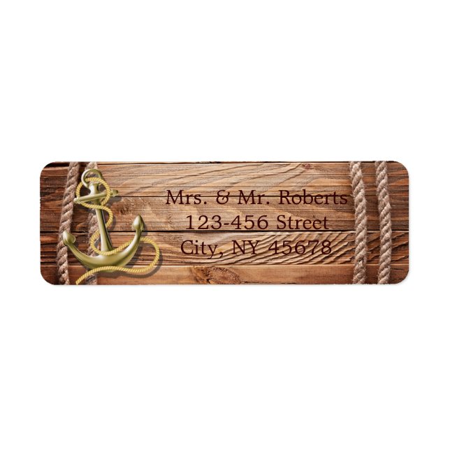 ship dock wood beach anchor nautical wedding label (Front)
