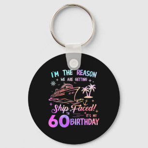Ship Faced 60th Birthday Cruise 60 Year Old Cruisi Keychain