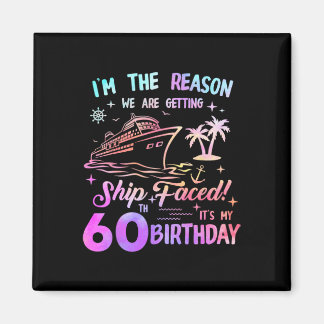 Ship Faced 60th Birthday Cruise 60 Year Old Cruisi Magnet