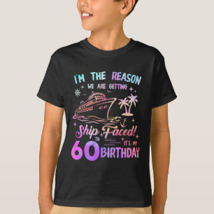 Ship Faced 60th Birthday Cruise 60 Year Old Cruisi T-Shirt