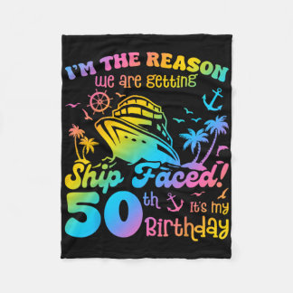 Ship Faced It's My 50th Birthday Cruising Ship Tri Fleece Blanket