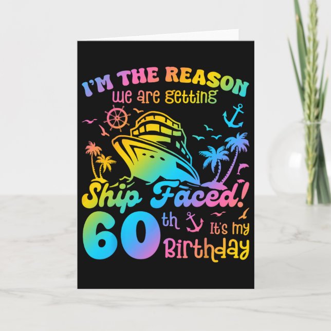 Ship Faced It's My 60th Birthday Cruising Ship Tri Card (Front)