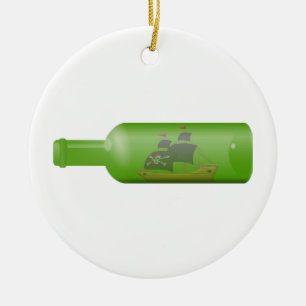 Ship in a bottle ceramic ornament