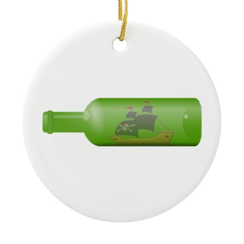 Ship in a bottle ceramic ornament