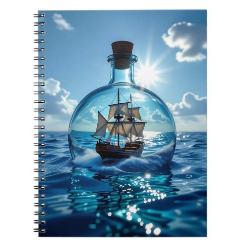 Ship in a Bottle Floating on the Ocean  Notebook