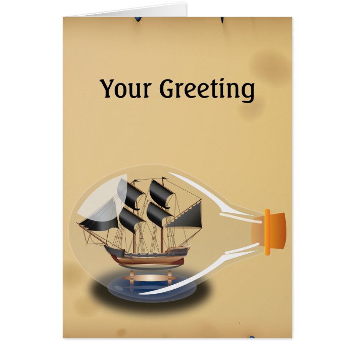 Ship in a Bottle Greeting Cards