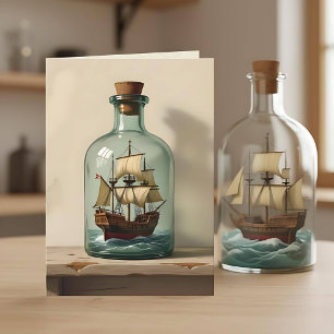 Ship in a Bottle Happy Birthday Dad Card