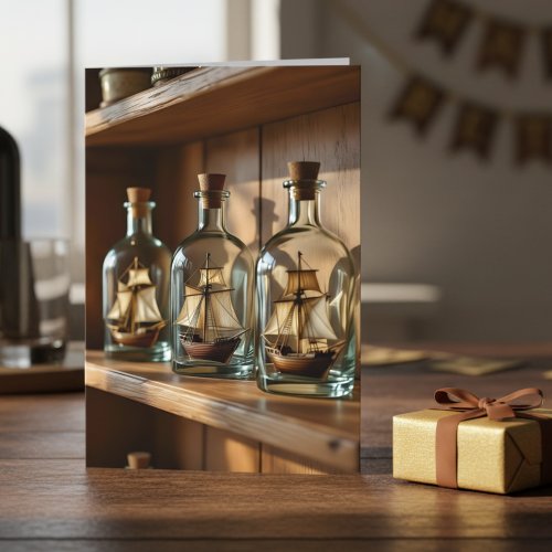 Ship in a Bottle Maritime Birthday for Brother Card
