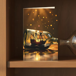 Ship in a Bottle Maritime Birthday for Him Card