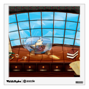 Ship in a Bottle on the sea Wall Sticker