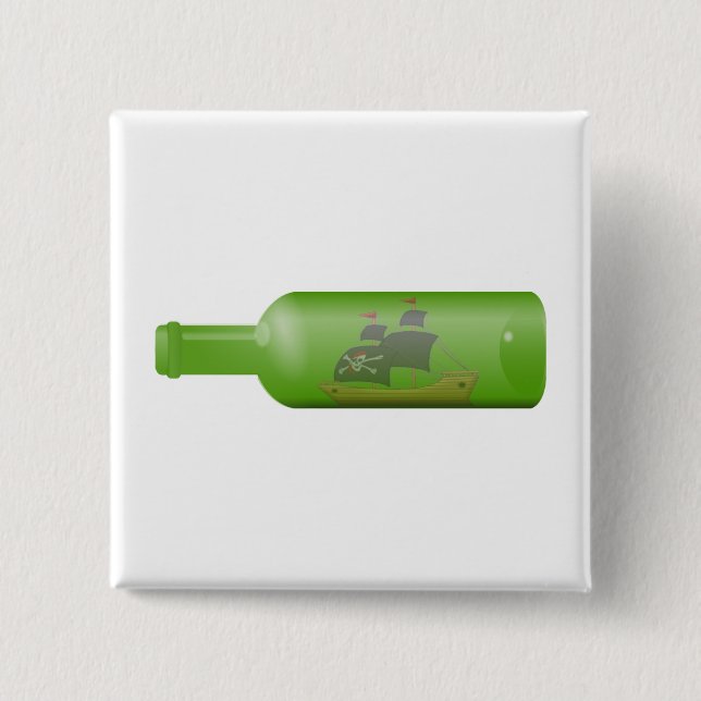 Ship in a bottle pinback button (Front)