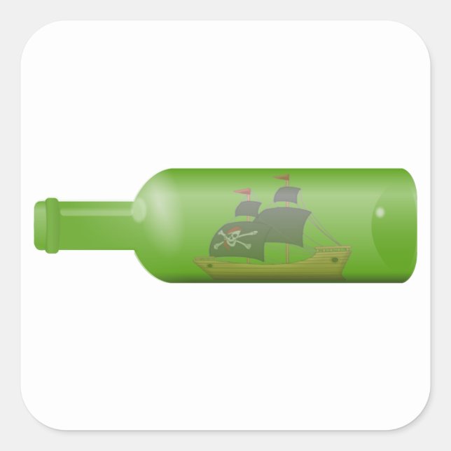 Ship in a bottle square sticker (Front)