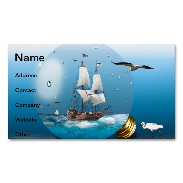 Ship in a light bulb business card magnet (Front)