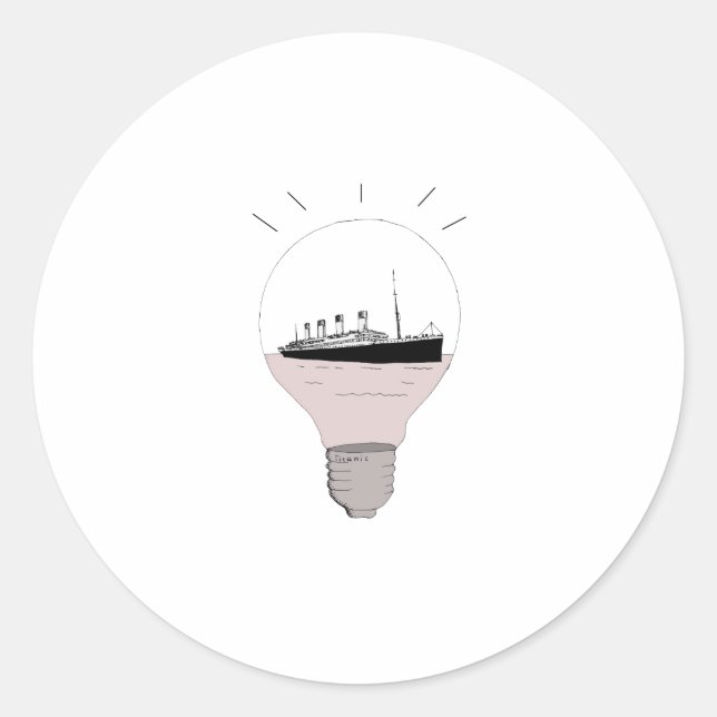Ship in a light bulb classic round sticker (Front)