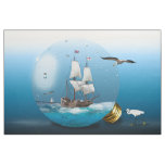 Ship in a light bulb fabric