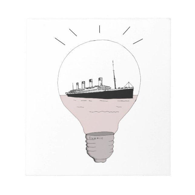 Ship in a light bulb notepad (Front)