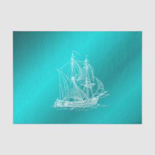 ship in blue tissue paper