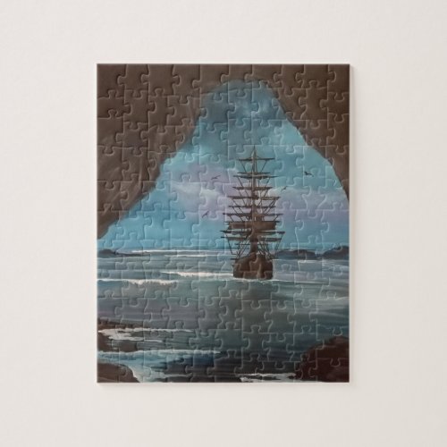 Ship In Cove Jigsaw Puzzle