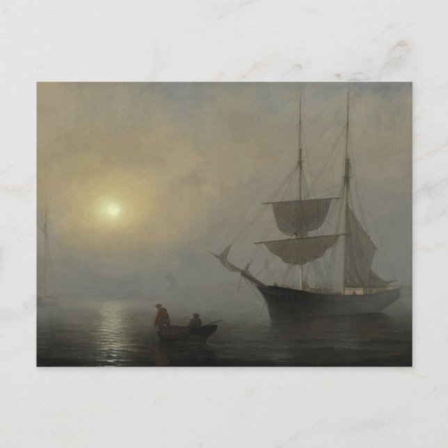 Ship in Fog, Gloucester Harbor by Fitz Henry Lane Postcard (Front)