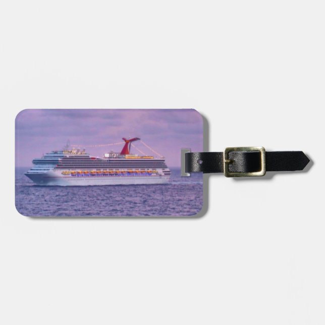 Ship in Purple Personalized Luggage Tag (Front Horizontal)