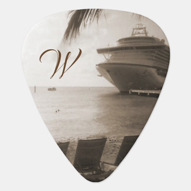 Ship in Sepia Monogrammed