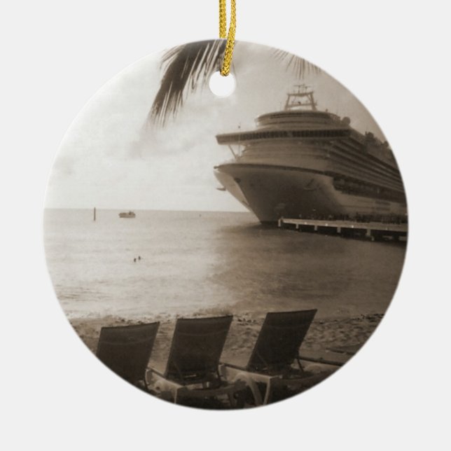Ship in Sepia Ornament (Front)