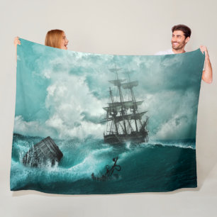 SHIP in STORMY WATERS Fleece Blanket